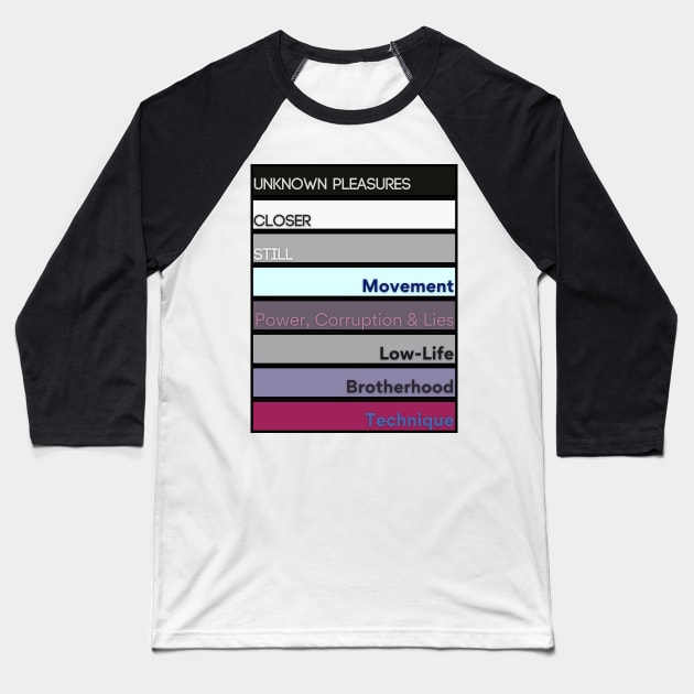 Joy Division & New Order 80s Albums Baseball T-Shirt by ForbiddenDisco